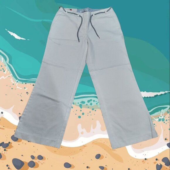 Tommy Hilfiger Pants - TOMMY HILFIGER White Cotton Cropped Capri wide leg Pants Size 4 NWT vintage 2000